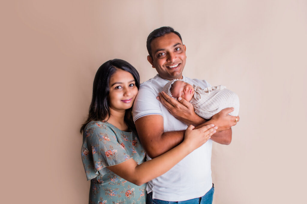 Indian Family of three with new baby Photography session Brisbane qld