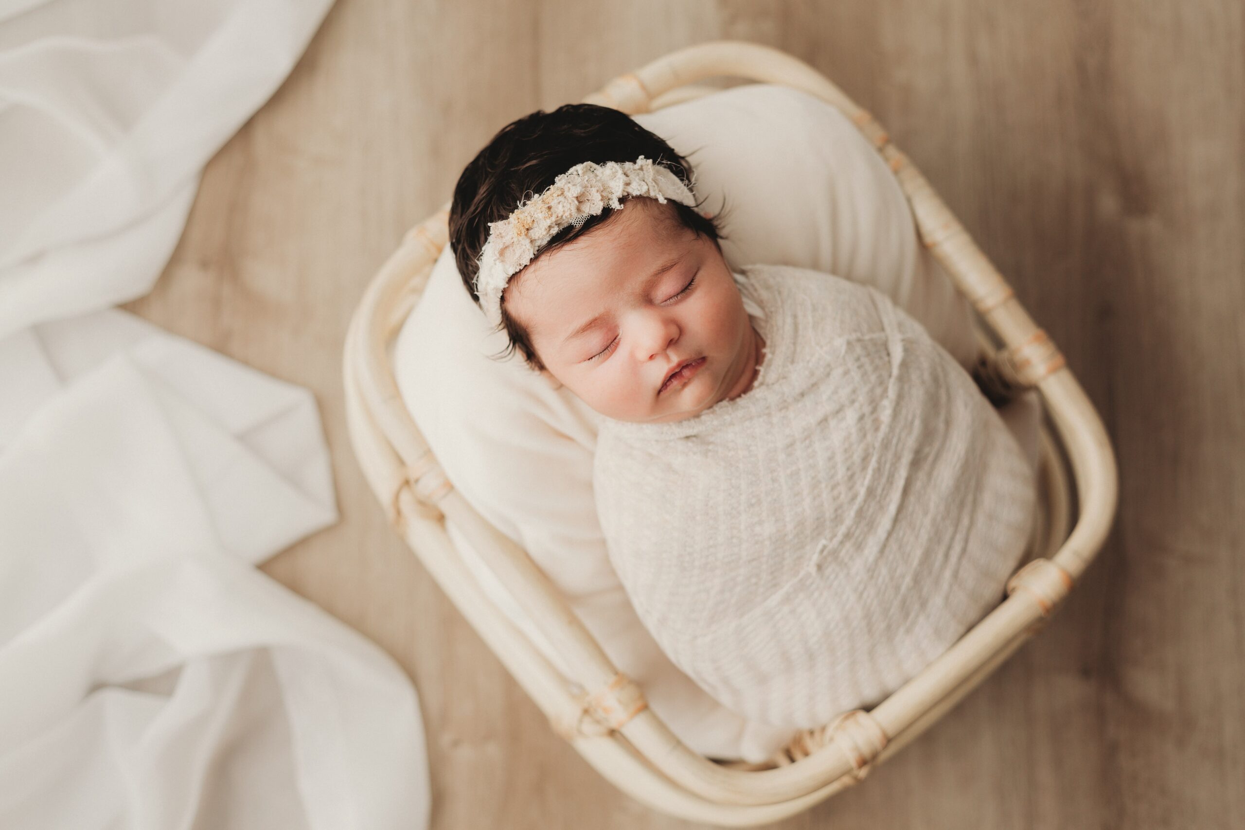 Baby in a basket Gold Coast QLD Newborn Photography