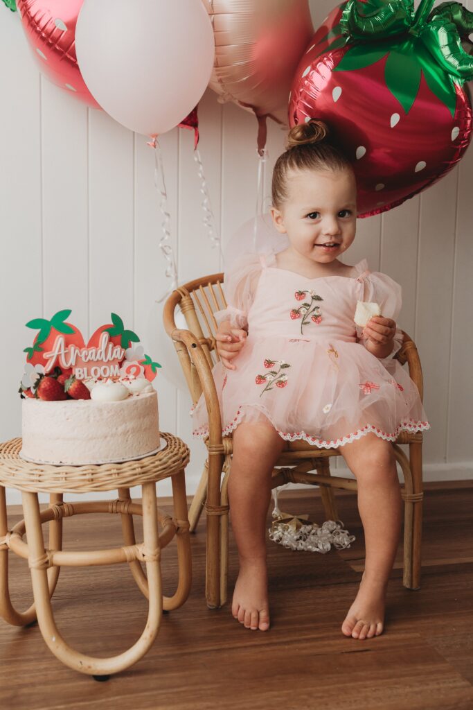 Arcadia’s Strawberry Themed Cake Smash | Gold Coast Cake Smash Photographer
